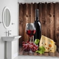 thumbnail image 5 of Vintage Farmhouse Shower Curtain for Bathroom Decor, Wine Cheese Grapes Brown Wood Grain Waterproof Fabric Shower Curtain, 60"x72" Set with 12 Hooks, 5 of 9