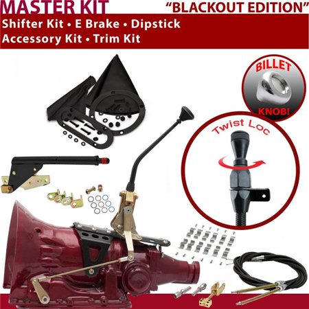 American Shifter 4L80E Shifter Kit Black 10 in. E Brake Cable Clamp Trim Kit Dipstick for EF629