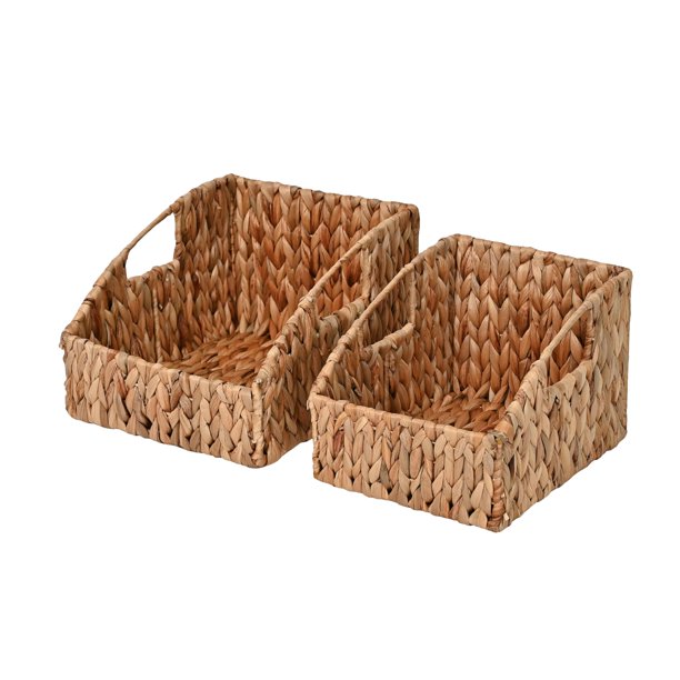 Happimess Bsk1007A-2Set Havanah Southwestern Cestas De Mimbre Anidadas Inclinadas De Jacinto Tejidas A Mano Con Asas Contenedor De Pasto Marino Para Decoración En Sala De Estar Dormitorio Armario Natu