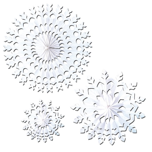 Beistle Club Pack of 24 White Tissue Snowflake Christmas Hanging Decorations 15"