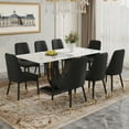 thumbnail image 3 of JUFU Dining Room Table Set for 8, 71'' Pandora Black Faux Marble Dining Room Table and Chairs, 8 Person Dining Table with PU Upholstered Chairs, Modern Kitchen Table and Chair Set for Dining Room, 3 of 10