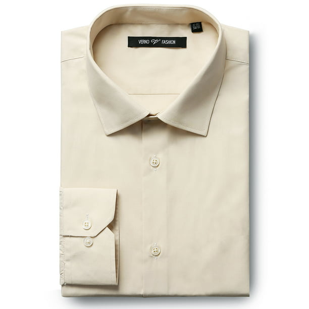 Zenbriele - Men's Dress Shirt Regular Fit Long Sleeve Solid Mens Shirts ...