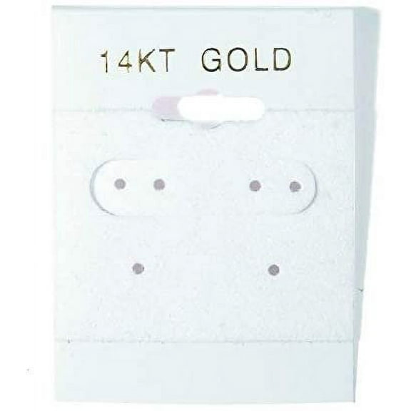 N'icePackaging - 100 Qty 14KT Gold Imprinted White 1 1/2" x 2" Hanging Earring Cards - for Displays Hooks or Slatwalls - Merchandise & Sales - Clip/Wire/Post Earrings