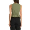 thumbnail image 3 of Chaleco sin mangas de botón y cuello en V para mujer Inspire Chic, verde, talla S, 3 of 6