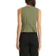 thumbnail image 3 of Chaleco sin mangas de botón y cuello en V para mujer INSPIRE CHIC, verde, talla M, 3 of 6