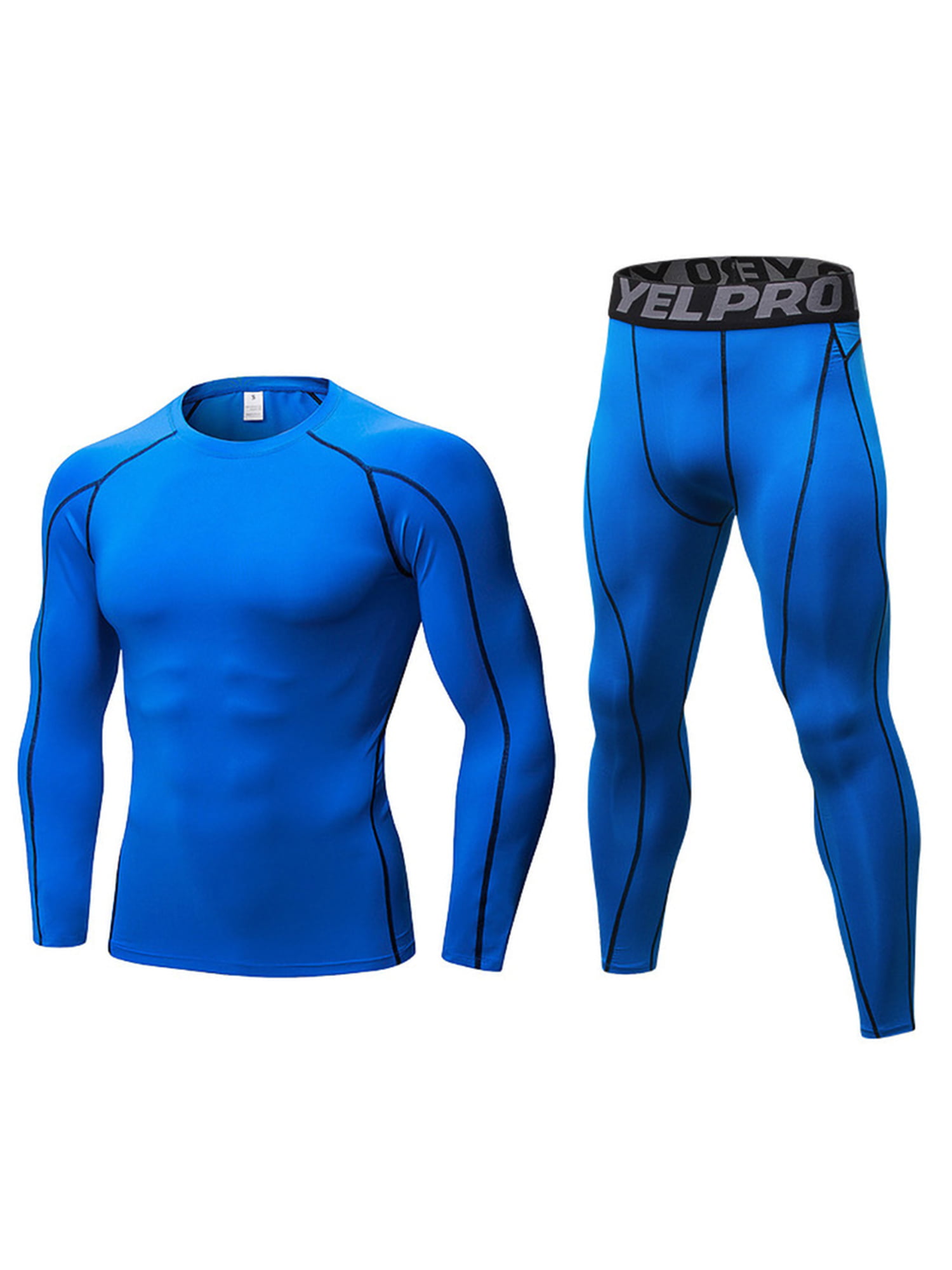 Mens Quick-Drying Tracksuit 2PC Leggings Fitness Sports Gym Athletic Pants Shirt Suit