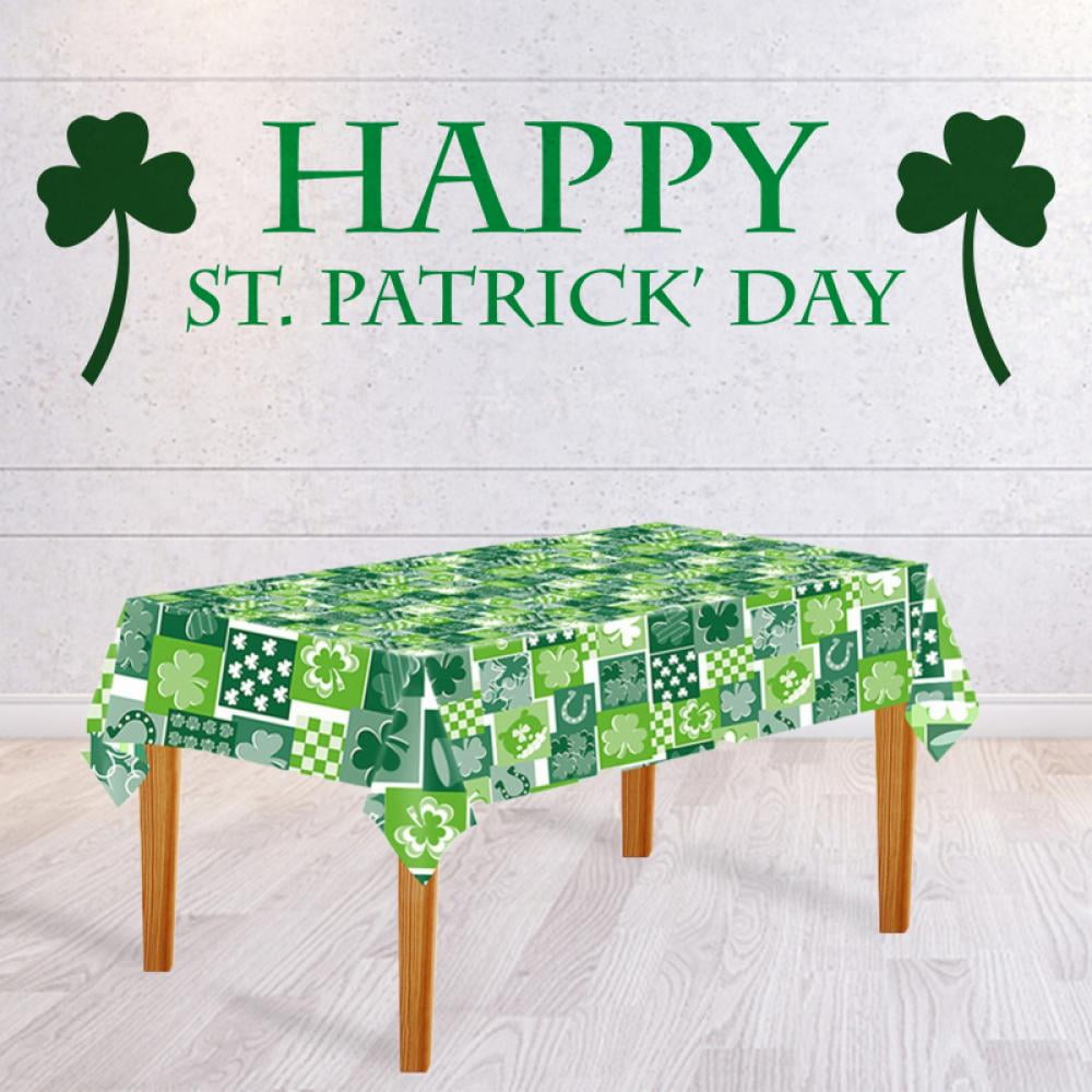 St.Patrick's Day Rectangle Table Cloth Shamrock Patterned Irish Clover