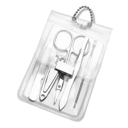 Shinycome 5 pcs Nail Care Kit For Women Travel Clear Manicure Bag Fingernail Scissors