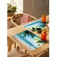 thumbnail image 3 of Summer Beach Blue Ocean Placemats Set of 4,Wipeable Washable Table Mats for Dining Tables,Coconut Tree Place Mats for Kitchen Event Party Tabletop Decor, 3 of 7