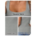 thumbnail image 6 of MEROKEETY Women's Casual Sleeveless Square Neck Ribbed Knit Cami Tank Top Grey L, 6 of 8