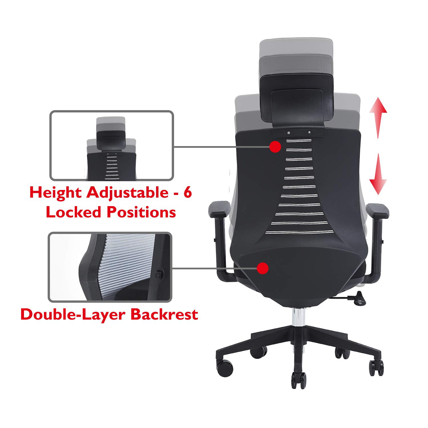 KLASIKA Ergonomic Office Chair with Height Adjustable Back and Lumbar Support 