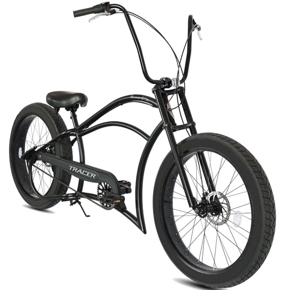 Tracer Harman 3i Beach Cruiser Stretch Fat Tire Bike, 26'' Wheel, High-rise Handlebar, Internal 3-Speed, Disc Brake, for Man, Matte Black