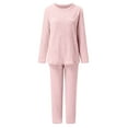 thumbnail image 1 of Conjunto de pijama cálido y suave para mujer, cómodo, de felpa, oversize, con pantalones, ropa de estar por casa, 2 piezas, otoño-invierno, 1 of 6