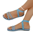 thumbnail image 4 of HAOTAGS Slippers for Women Flat Lace Up Breathable Casual Slip On Sandals Sky Blue Size 7, 4 of 9