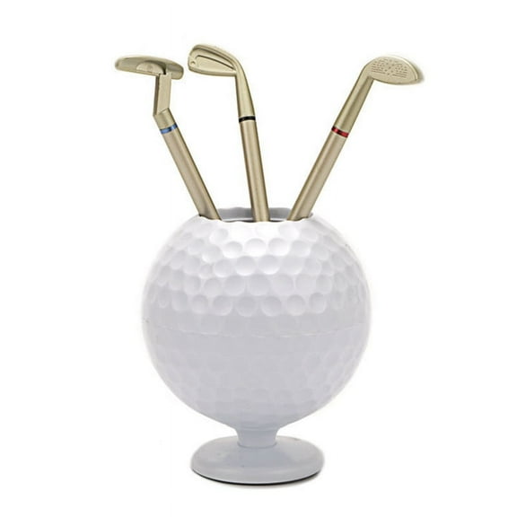 Mini Golf Ball Pen Bucket, Anti-Slip Base Pencil Holder Desk Organizer, with 3 Golf Pens Souvenir, for Women Men Golfer,1 * Mini Golf Ball Pen Bucket,White