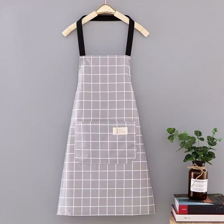 Byujiro Plaid Checkered Kitchen Apron with Pockets Durable Woven Fabric Apron for Men & Women Ideal for Baking Grilling Restaurant & Home Kitchen Daily Use