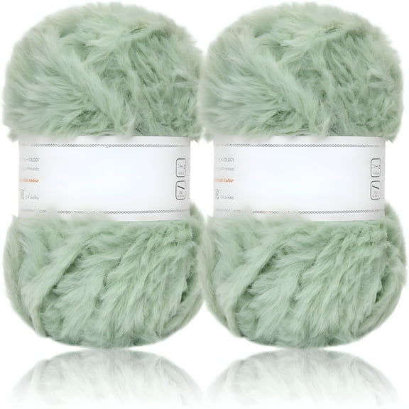 AUQ 2 Skeins /6 Skeins Super Soft Fur Yarn Chunky Fluffy Faux Fur Yarn Eyelash Yarn for Crochet Knit-Total Length 2×32m(2×35yds,50g×2)