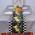 thumbnail image 4 of Table Runner Dresser Scarves 108 Inch Long, Retro Watercolor Lemon Fruit Linen Dining Table Runners Black and White Buffalo Grid Tabletop Scarf for Wedding Holiday Party Kitchen, 4 of 7