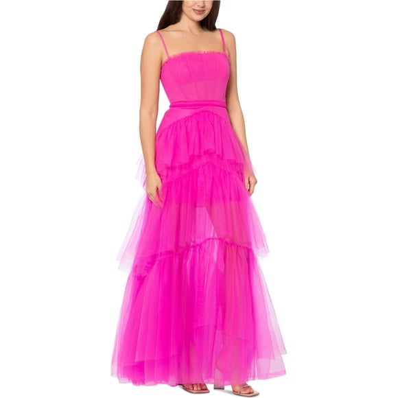 Betsy & Adam Womens Long Evening Corset Dress, ltpaspink, 4