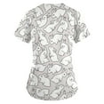 thumbnail image 3 of Easter Scrub Tops Women Bunny Egg Hunt Print Scrub Tops Short Sleeve Holiday Working Uniform with Pockets White 5XL, 3 of 3
