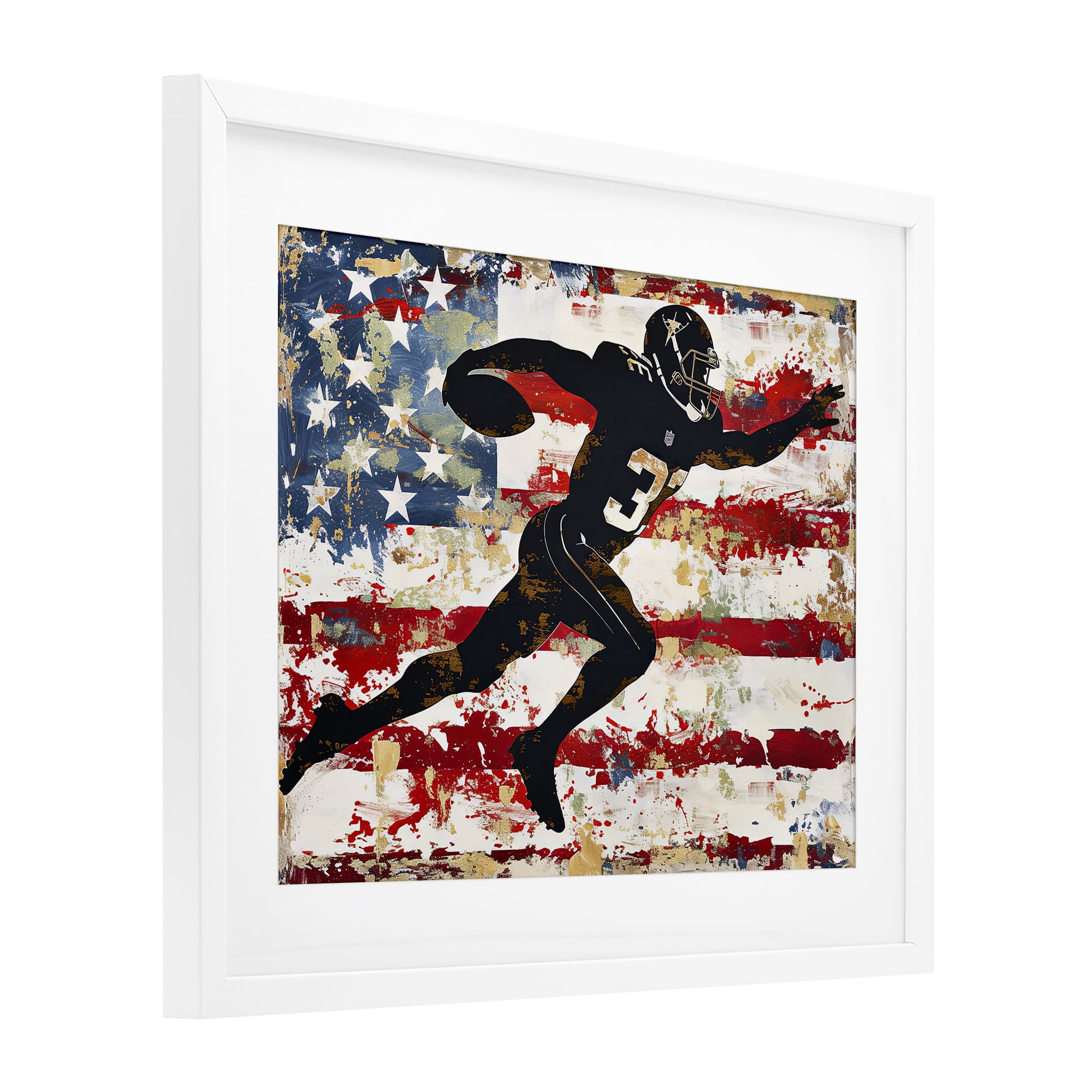 Stupell Industries Gridiron Glory Player White Framed Print Under Glass, design by Ray Powers