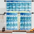 thumbnail image 3 of LALILO Kitchen Curtains and Valances Set of 3 36" Sea Waves Window Treatment Tiers for Window Decor, 3 of 5