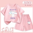 thumbnail image 3 of Kawaii Kuromi 2Pcs Kid's Short Sleeve Set Sanrios Anime Cinnamoroll Fashion Cute Girls Boy Student Cotton Casual T-Shirt Shorts, 3 of 5