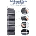 thumbnail image 6 of 1 Pack Over Door Organizer with 5 Large Pockets 10 Mesh Side Pockets, 44 lbs Weight Capacity Hanging Storage Organizer with Clear Window Kids Toys, Shoes, Diapers, Dark Grey, 5 Layers, 6 of 7