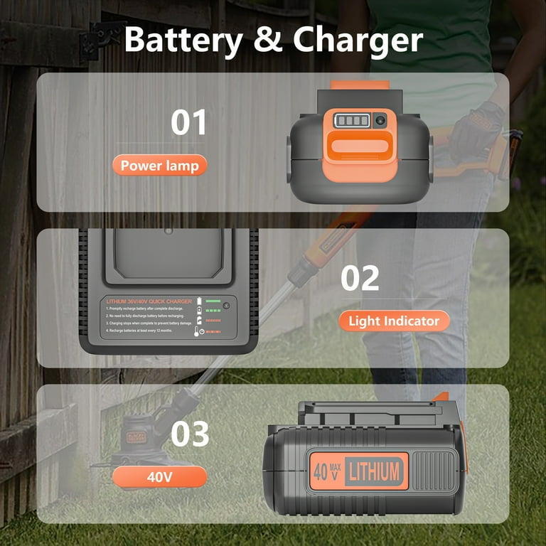 40V Battery Replacement for Black and Decker 40V Lithium Battery