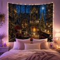 thumbnail image 2 of Vintage Bookshelves Grand with Library Interior Night Characterized, Spooky Gothic for Gothic Decor Fans, Dark Art Decor, Christmas Gift, Tapestry Wall Hanging for Bedroom and Dorm, 2 of 7