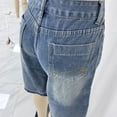 thumbnail image 5 of SONXAHE Women's High Waist Denim Shorts Raw Hem Street Daily Knee Length Jorts, 5 of 8