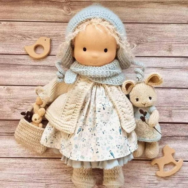 CUITING 12” Waldorf Dolls Handmade Rag Doll - Personalized Collectors Plush Doll for Kids Birthday Present Vintage Crocheted Doll Toys with Beautiful Present Box