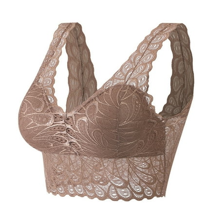 

Pejock Everyday Bras for Women Women s Ultimate Comfort Lift Wirefree Bra Solid Color Lace Lingerie Comfortable Bra Underwear No Rims Brass No Underwire Khaki Cup Size 40/90B
