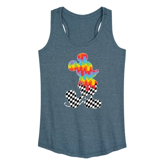 Mickey & Friends - Mickey Silhouette Drip Checker - Women's Racerback Tank Top