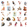 thumbnail image 6 of 50 Retro Poster Girl Stickers Sticker Pack, Diverse Vintage Pin-Up Art Decals For Notebook Water Bottle Journal Material, Waterproof Durable Crafting Decals For Personalization, 6 of 6