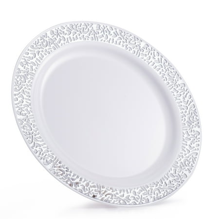 Host & Porter Silver Rim Plastic Salad Plates, 7.5", 10 Count