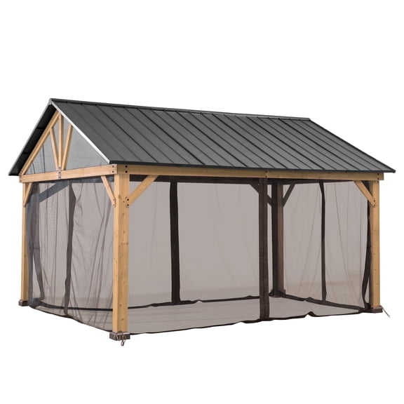 Sunjoy Original Manufacturer Universal Replacement Netting Tube and Netting For 13 x15 Wood Gazebo with Gable Hardtop