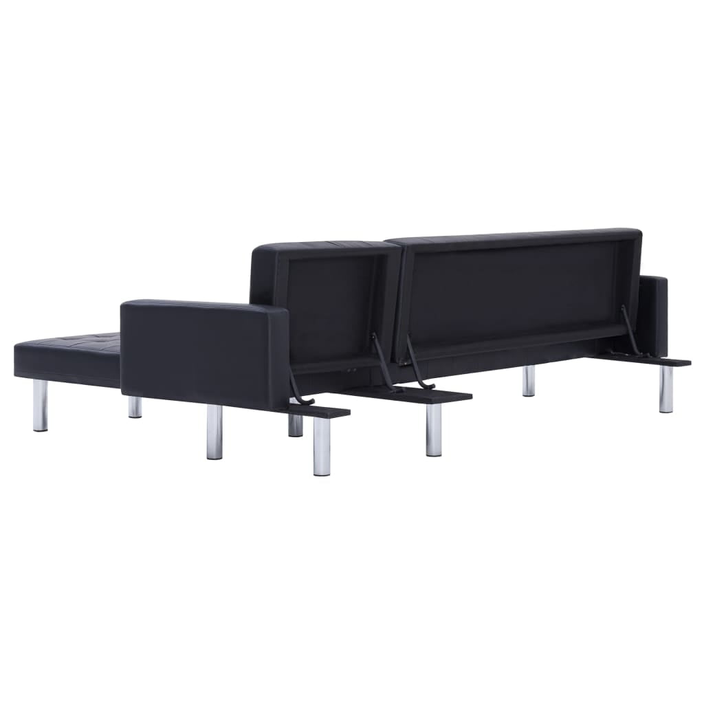 Kepooman 85" L-Shaped Convertible Faux Leather Sofa Bed Sleeper Sofa for Living Room, Black Kepooman 85" L-Shaped Convertible Faux Leather Sofa Bed Sleeper Sofa for Living Room, Black