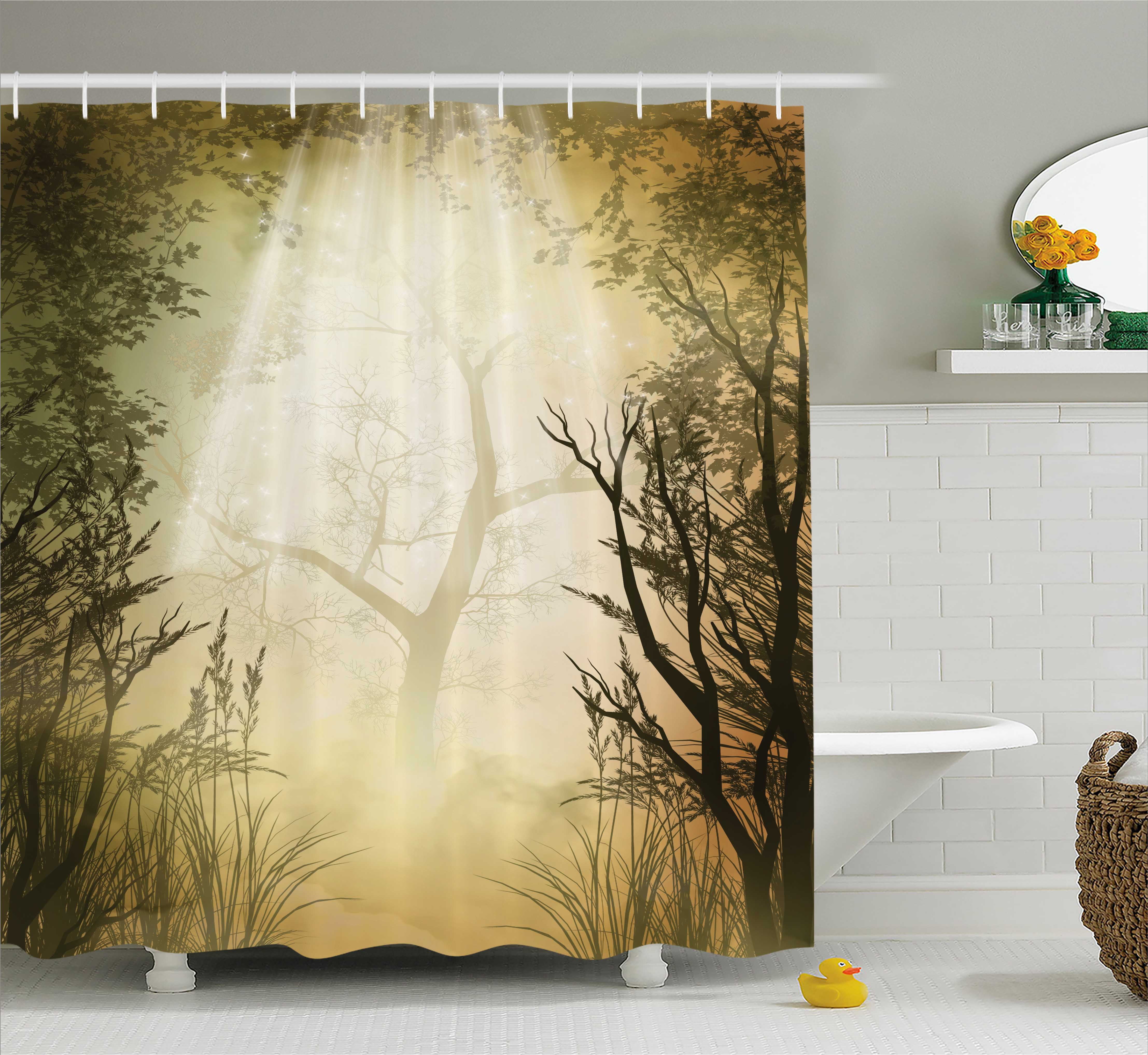 Mystic Forest Shower Curtain, Fantastic Misty Mystical Spot Deep Down
