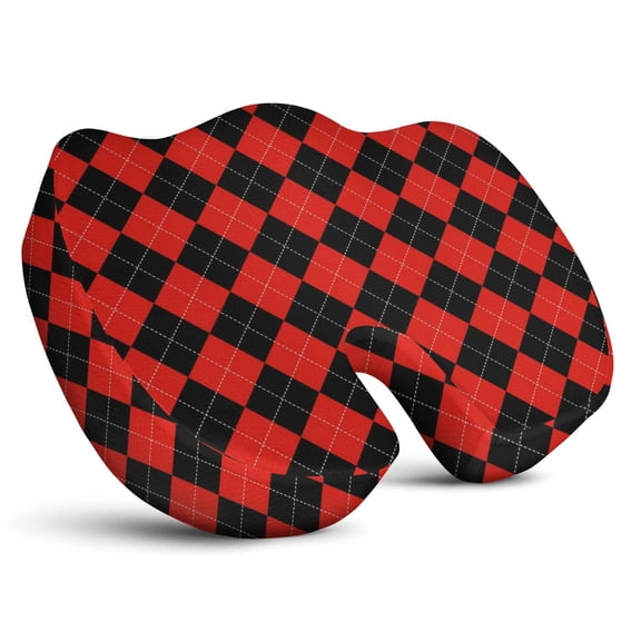 Premium Plaid Pattern Memory Foam Seat Cushion Ergonomic Chair Pad for Office Chair, Car, Airplane & Bleachers Sciatica, Tailbone Hip & Back Pain Relief - Chair Cushion for Long Office Workers.