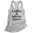 thumbnail image 1 of Coffee & Adventures Tank Top, Ladies Racerback Tank Top, Coffee Tank, Caffeine Espresso Tank, Cafe Tank, Silver Gray, X-Large, 1 of 3