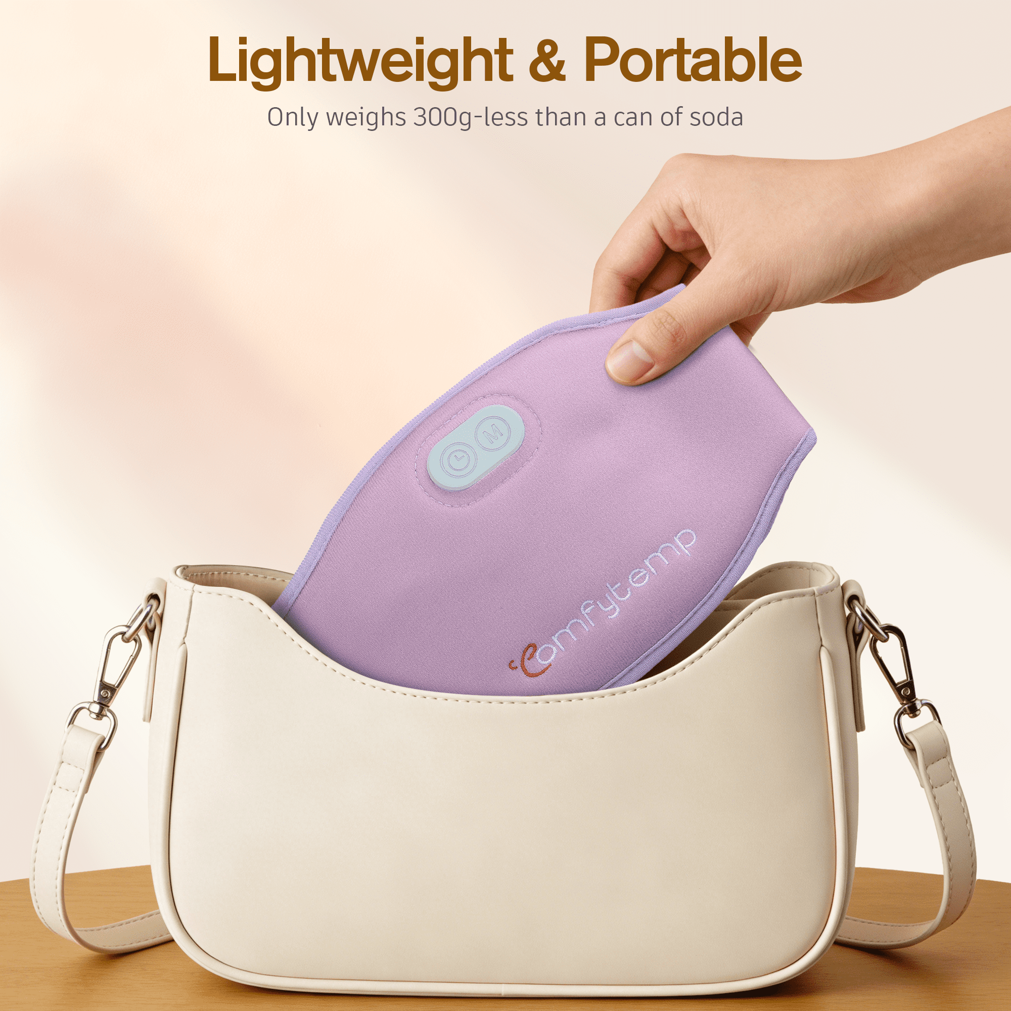 Comfytemp Cordless Heating Pad for Period Cramps, 3 Heat & Timer Settings, Gifts for Women/Girls/Mom, Purple