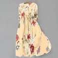 thumbnail image 2 of Pisexur Robes d'Invité de Mariage pour Femmes 2024 Mode Boho Imprimé Floral Robe Maxi Décontractée Fluide Manches Courtes Col en V Robe de Retour à la Maison Tunique à Boutons Robe de Cocktail à Cordon Grande Taille P-4TG, 2 of 5
