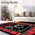 thumbnail image 2 of ODIKA 3'x5' Machine Washable Non-Slip Area Rug, Merry Typography with Interlocking Plaid and Starburst Arrangement High Traffic Rug, Black, 651628, 2 of 7