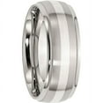 thumbnail image 4 of Primal Steel Stainless Steel Sterling Silver Inlay Brushed/ 8mm Ridged Edge Band, 4 of 9