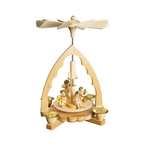 German christmas pyramid Music-playing angels, height 19 cm / 8 inch, original Erzgebirge by Richard Glaesser Seiffen