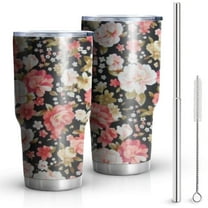 30oz Pioneer Flower Tumblers Stainless Steel Tumbler with Lid and Straw,Vacuum Insulated Double Wall Travel Tumbler Cups Mug with Cleaning Brush for Coffee,Tea