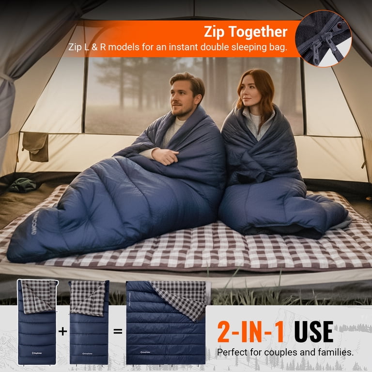 KingCamp Oversized Flannel Sleeping Bag, Waterproof, 5F-39F photo 7