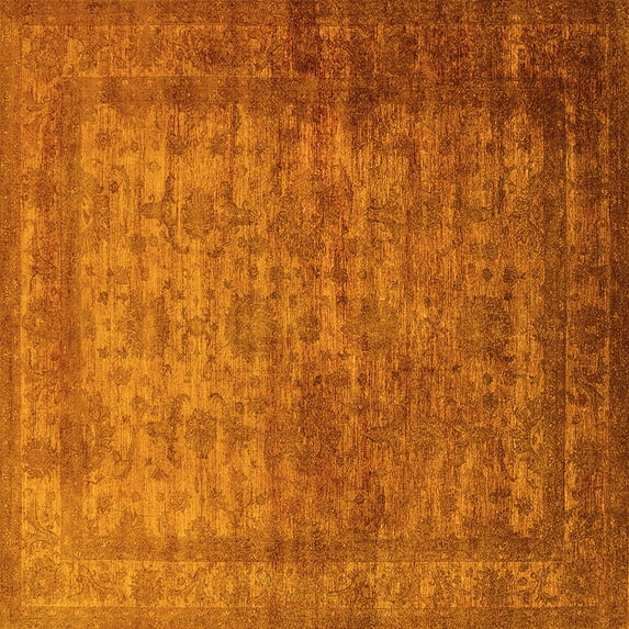 Ahgly Company Indoor Square Oriental Yellow Industrial Area Rugs, 7' Square