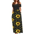thumbnail image 1 of SMihono Robe Maxi Bohème d'Été pour Femmes Grande Taille Robe Longue Décontractée pour Femmes avec Imprimé Floral Rayé Manches Courtes Robe Maxi Robe de Plage, 1 of 4